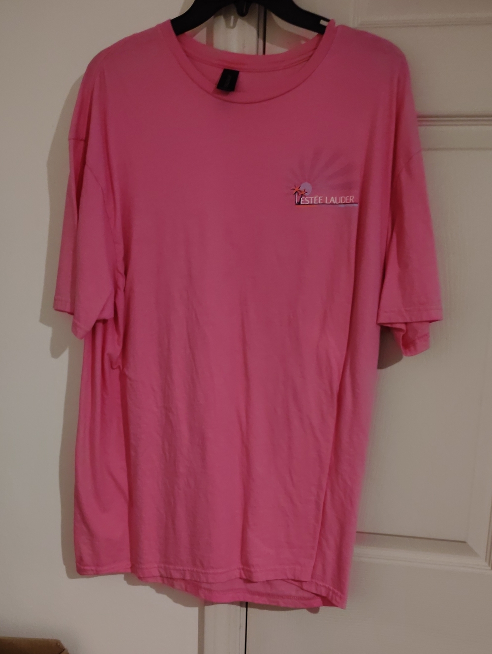Estee Lauder Men's Bright Pink Short Sleeve Tee with Logo